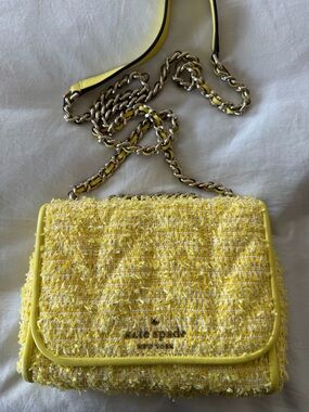 kate spade Yellow Tweed Chain Crossbody Bag
